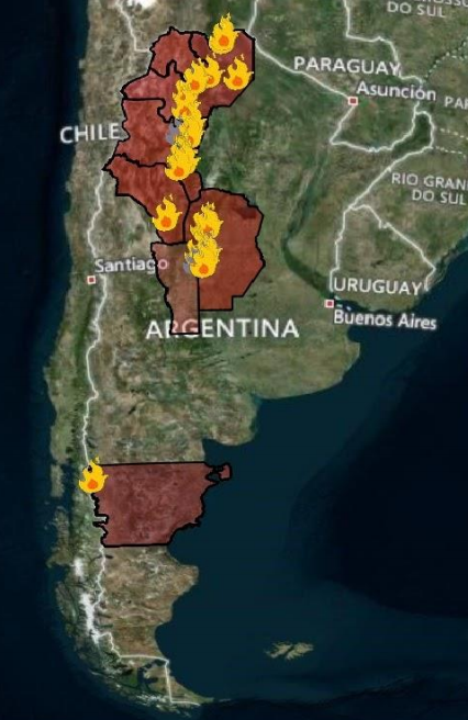 reporte oficial por los incendios en argentina 7 provincias continúan